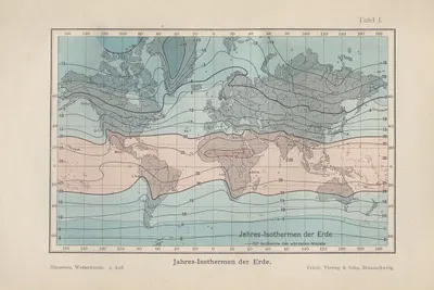 Jahres-Isothermen‎ ‎der‎ ‎Erde by Richard Börnstein, 1906 — digital art print download