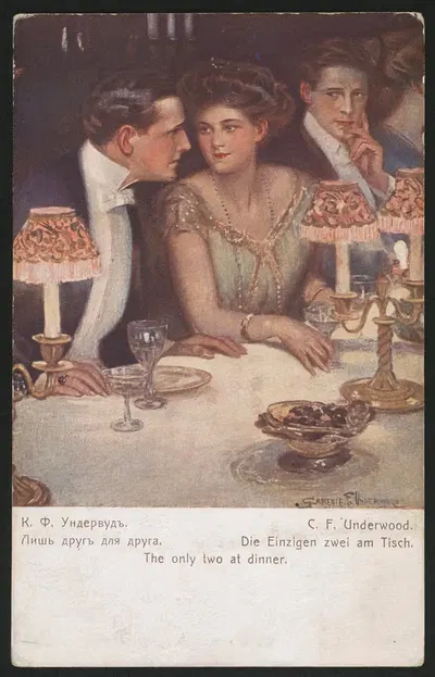 Единственные двое за ужином by Кларенс Ф. Андервуд, 1919 — digital art print download