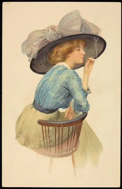 Женщина, курящая сигарету by М. М. Вьен, 1906-1914 — digital art print download