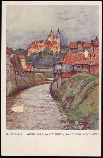 Вильнюс; Вилейка с видом на костел миссионеров by Мариан Тшебиньский, 1930-1939 — digital art print download