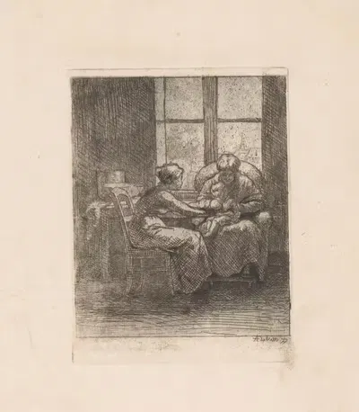 Интерьер с семейной сценой by Адриен де Витте, 1877 — digital art print download