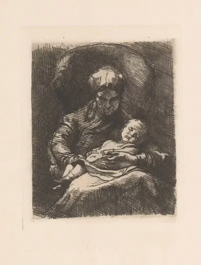 Женщина, сидящая в кресле с ребенком на коленях by Адриен де Витте, 1876 — digital art print download