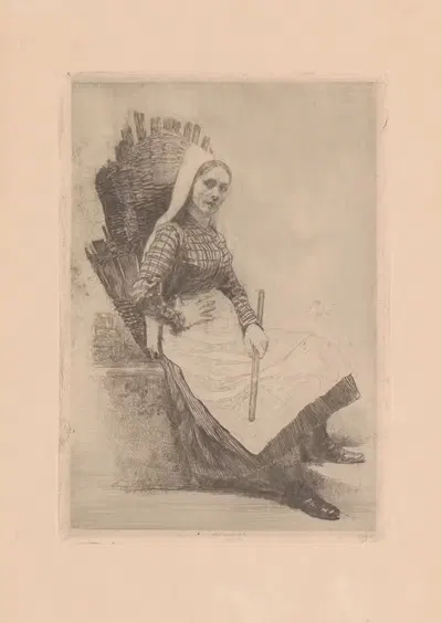 Женщина с корзиной на спине и палкой в руке by Адриен де Витте, 1890 — digital art print download