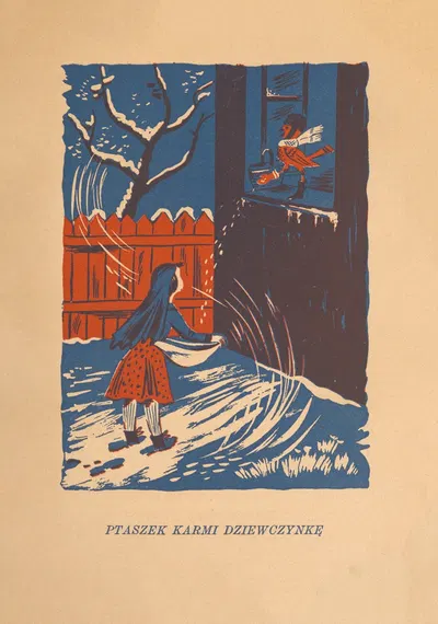 Птичка кормит девочку by Антони Кудла, 1940 — digital art print download