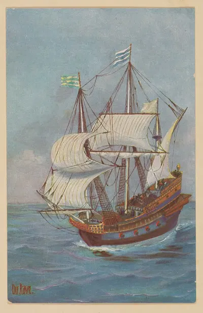 Французский военный корабль, XVI век by Кристофер Раве — digital art print download