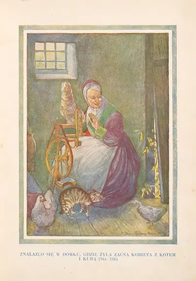 Нашлось в домике, где жила знатная женщина с котом и курицей. by Чеслав Кендзерский, 1938 — digital art print download