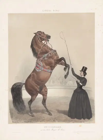 Mme Tourniaire, mit dem Araber-Hengst Al-Mansor by Eduard Kaiser — digital art print download