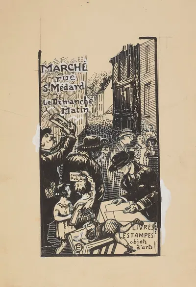 Рынки на улице Сен-Медар. Воскресное утро by Эдвард Окун, 1893 — digital art print download