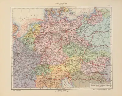 Средняя Европа (Транспорт) by Географический институт Флеминг-Вискотт, 1923 — digital art print download