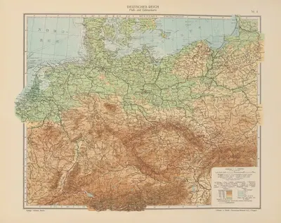 Германская империя (река и горные карты) by Географический институт Флеминг-Вискотт, 1923 — digital art print download