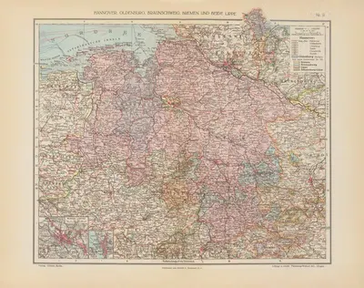 Ганновер, Ольденбург, Брауншвейг, Бремен и обе Липпе by Географический институт Флеминг-Вискотт, 1923 — digital art print…