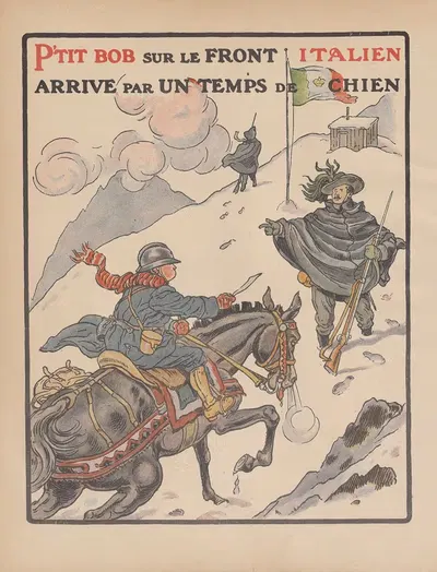 P'tit Bob sur le front italien arrive par un temps de chien by Henri Lanos, 1917 — digital art print download