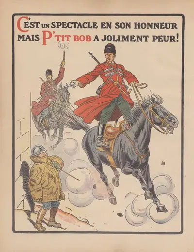 C'est un spectacle en son honneur mais P'tit Bob a joliment peur! by Henri Lanos, 1917 — digital art print download