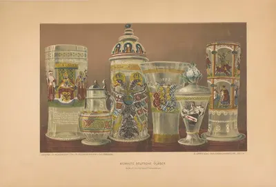 Группа расписанных немецких стаканов by Якоб фон Фальке, 1888 — digital art print download