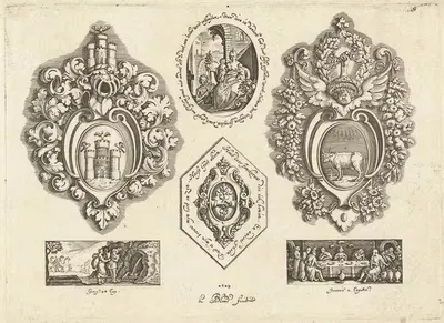 Гербы Лукаса ван Валькенбурга и его жены, Сусанны Кёманс by Михиэль Ле Блон, 1611-1625 — digital art print download