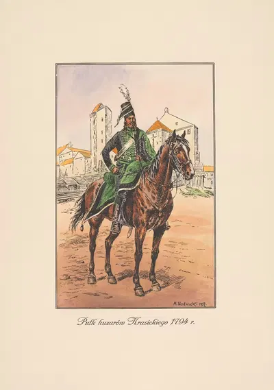 Полк гусар Красицкого 1794 г. by Мечислав Казимеж Водницкий, 1938 — digital art print download