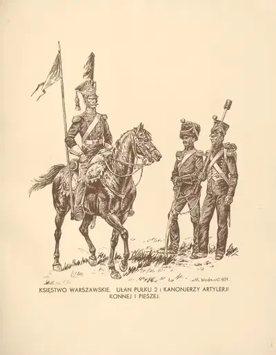 Княжество Варшавское; улан полка 2 и канониры артиллерии конной и пешей by Мечислав Казимеж Водницкий, 1935 — digital art…