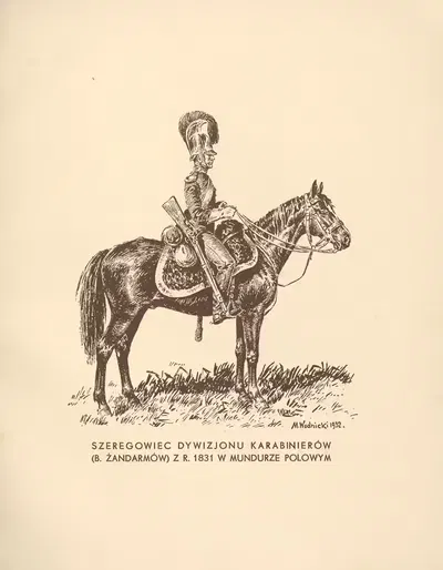 Рядовой дивизиона карабинеров (бывших жандармов 1831 года в полевом мундире) by Мечислав Казимеж Водницкий, 1935 — digital…