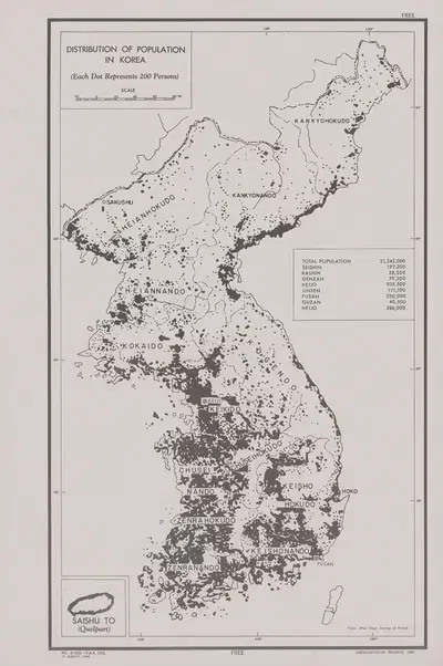 Distribution of population in Korea by Office of Strategic Services, 1945 — digital art print download