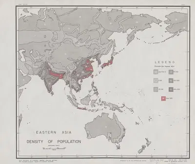 Eastern Asia – density of population by Office of Strategic Services, 1942 — digital art print download
