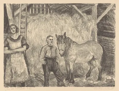 In de hooistal by Otto Hanrath, 1925 — digital art print download