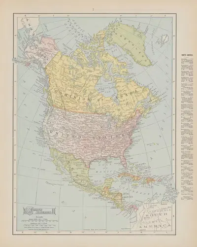 Северная Америка by Рэнд МаКналли и Компания, 1907 — digital art print download