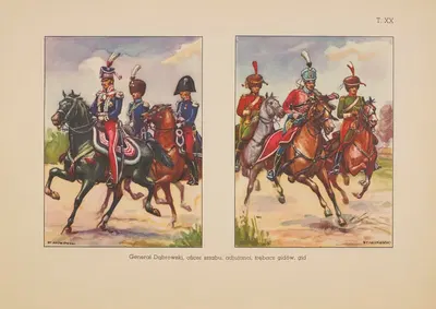 Генерал Дąбровский, офицер штаба, адъютанты, трубач гиду, гид by Станислав Хайковский, 1939 — digital art print download