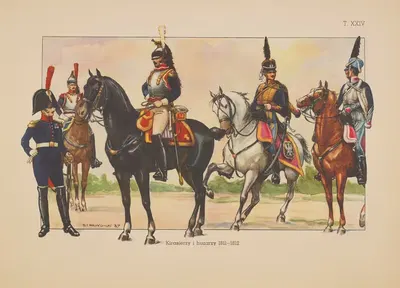 Кирасьеры и гусары 1811-1812 by Станислав Хайковский, 1939 — digital art print download