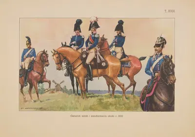 Генерал, штаб и жандармерия около 1820 года by Станислав Хайковский, 1939 — digital art print download