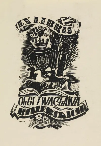 Экслибрис Ольги и Вацлава Бышевских by Витольд Гавецкий, 1943 — digital art print download
