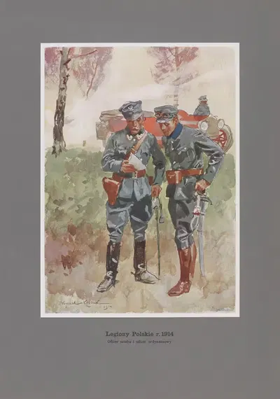 Офицер штаба и офицер ординанс by Войцех Коссак, 1914 — digital art print download