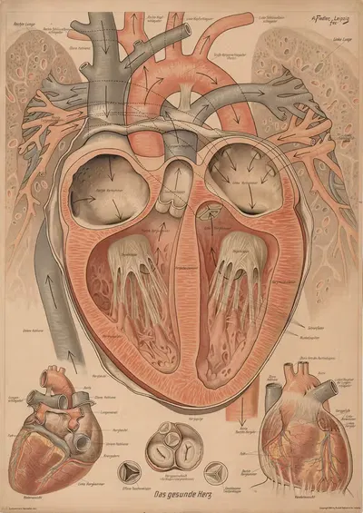 Healthy heart by Karl Ludwig Alfred Fiedler, 1916 — digital art print download