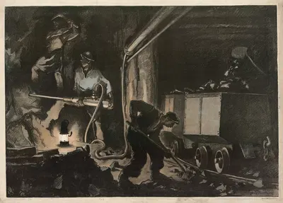 Угольная шахта в шахтном стволе by Йозеф Даниловатц, 1923 — digital art print download