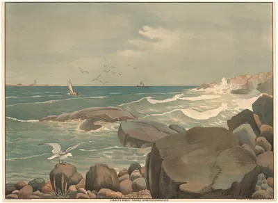 Coastal Landscape in Norway. Прибрежный пейзаж в Норвегии by Лисбет Берг, 1913 — digital art print download