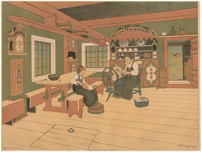 Интерьер норвежского сельского дома by Лисбет Берг, 1904 — digital art print download