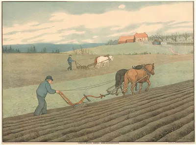 Весеннее вспахивание в Норвегии by Лисбет Берг, 1902 — digital art print download