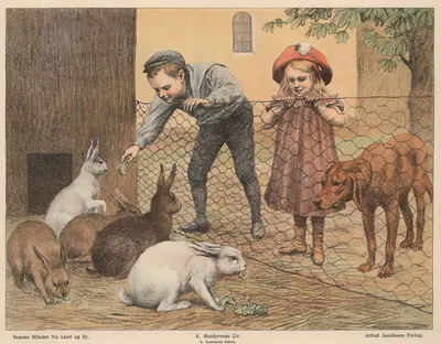 Kaninerne fodres by Poul Steffensen, 1910 — digital art print download