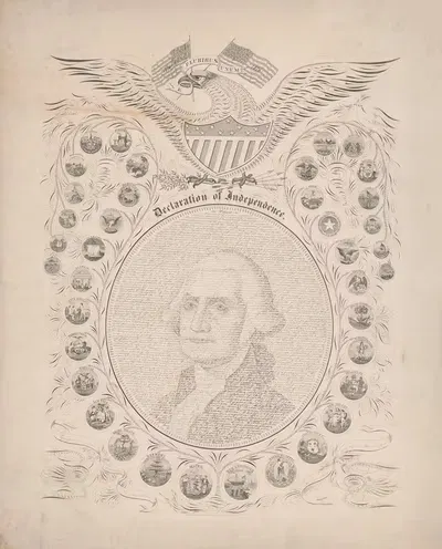 Declaration of Independence, e pluribus unum, 1776-1876 by August Hageboeck, 1876 — digital art print download