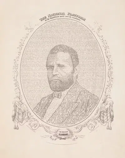 The national platform of the Republican Party and its candidate for president U.S. Grant by August Hageboeck, 1872 —…