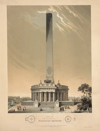 Design of the national Washington Monument by Charles Fenderich, 1846 — digital art print download
