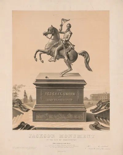 Jackson Monument in the City of Washington by Charles Fenderich, 1848 — digital art print download