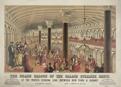 The grand saloon of the palace steamer Drew by Charles Richard Parsons, 1878 — digital art print download