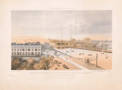 Вид на центральный вокзал Иллинойс и Мичиган и др. by Чарльз Шобер, 1862 — digital art print download