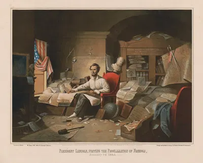 President Lincoln, writing the Proclamation of Freedom. January 1st, 1863 by David Gilmour Blythe, 1863 — digital art print…
