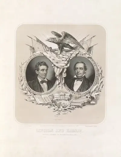 Lincoln and Hamlin by Dominique C. Fabronius, 1860 — digital art print download