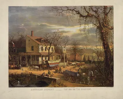 American scenery – the inn on the roadside by E. Sachse & Co., 1872 — digital art print download