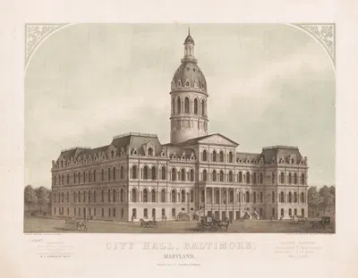 City Hall, Baltimore, Maryland by E. Sachse & Co., 1871 — digital art print download