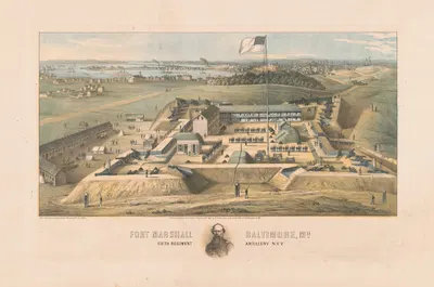 Fort Marshall Baltimore, Md Fifth Regiment Artillery N.Y.V. by E. Sachse & Co., 1862 — digital art print download
