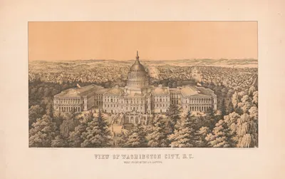 View of Washington City, D.C. West front of the U.S. Capitol by E. Sachse & Co., 1867 — digital art print download