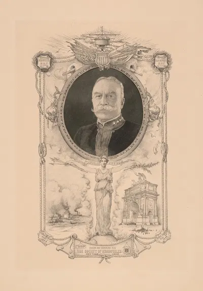 Portrait of Admiral Dewey commemorating his arrival in New York September 1899 by Francis Scott King, 1902 — digital art…